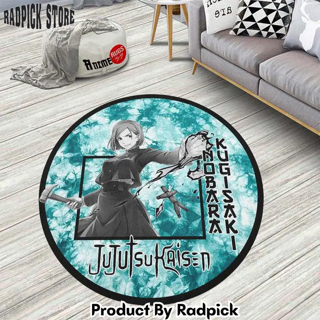 Nobara kugisaki round rug custom tie dye style jujutsu kaisen anime circle carpet  rp5958184